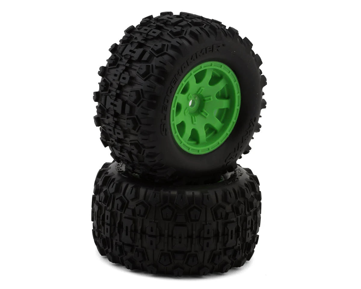 Traxxas Mini Maxx® Sledgehammer Front Pre-Mounted Tires (Green) (2)