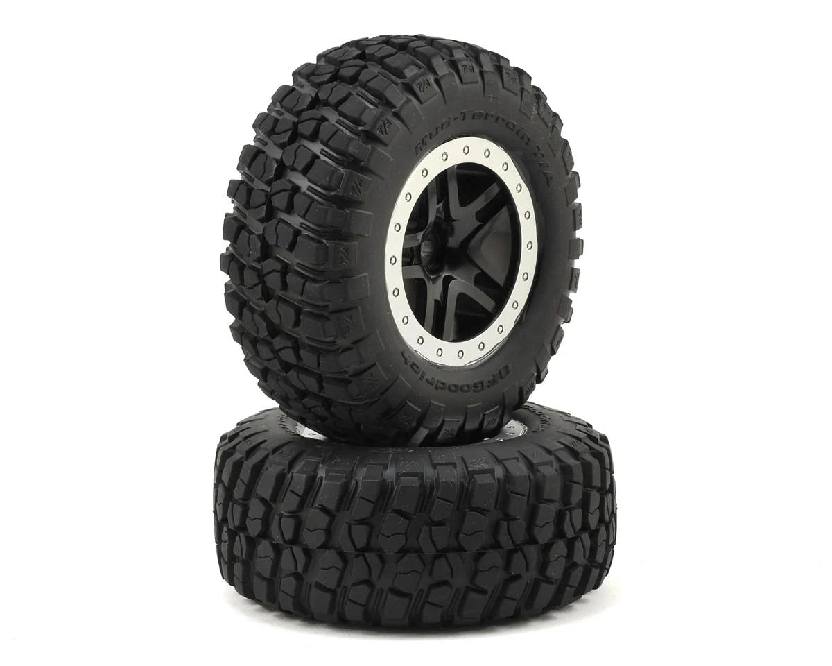 Llantas y rines, ensamblados, pegados (SCT Split-Spoke, cromo satinado, rines beadlock negros, neumáticos BFGoodrich Mud-Terrainﾙ T/A KM2, inserciones de espuma) (2) (2WD delantero)