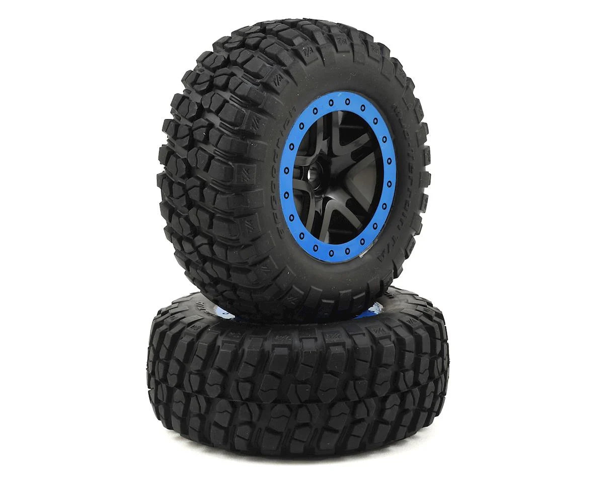 Llantas y rines, ensamblados, pegados (SCT Split-Spoke, cromo satinado, rines beadlock negros, neumáticos BFGoodrich Mud-Terrainﾙ T/A KM2, inserciones de espuma) (2) (2WD delantero)