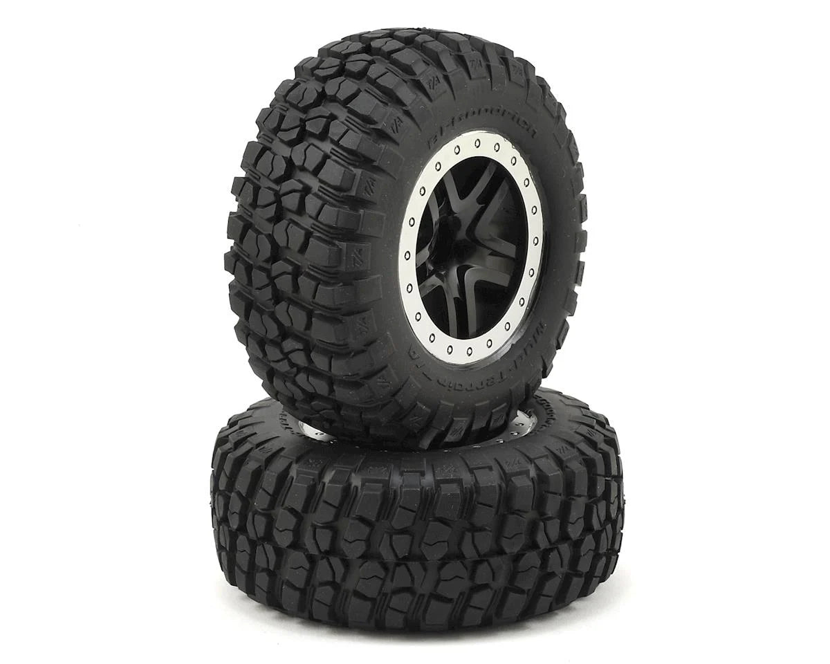 Llantas y rines, ensamblados, pegados (SCT Split-Spoke, cromo satinado, rines beadlock negros, neumáticos BFGoodrich Mud-Terrainﾙ T/A KM2, inserciones de espuma) (2) (2WD delantero)