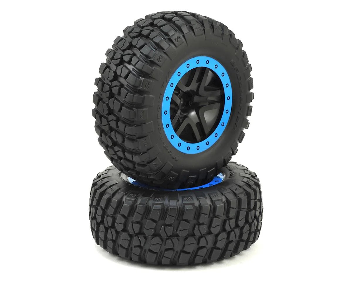 Llantas y rines, ensamblados, pegados (SCT Split-Spoke, cromo satinado, rines beadlock negros, neumáticos BFGoodrich Mud-Terrainﾙ T/A KM2, inserciones de espuma) (2) (2WD delantero)