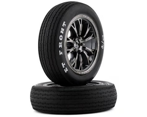 Traxxas Drag Slash Front Pre-Mounted Tires (Black Chrome) (2) w/Weld Wheels & 12mm Hex