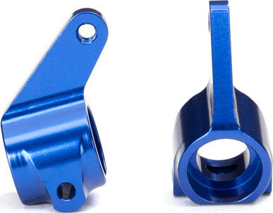 Steering blocks, Rustler/Stampede/Bandit (2), 6061-T6 aluminum (blue-anodized)/ 5x11mm ball bearings (4)