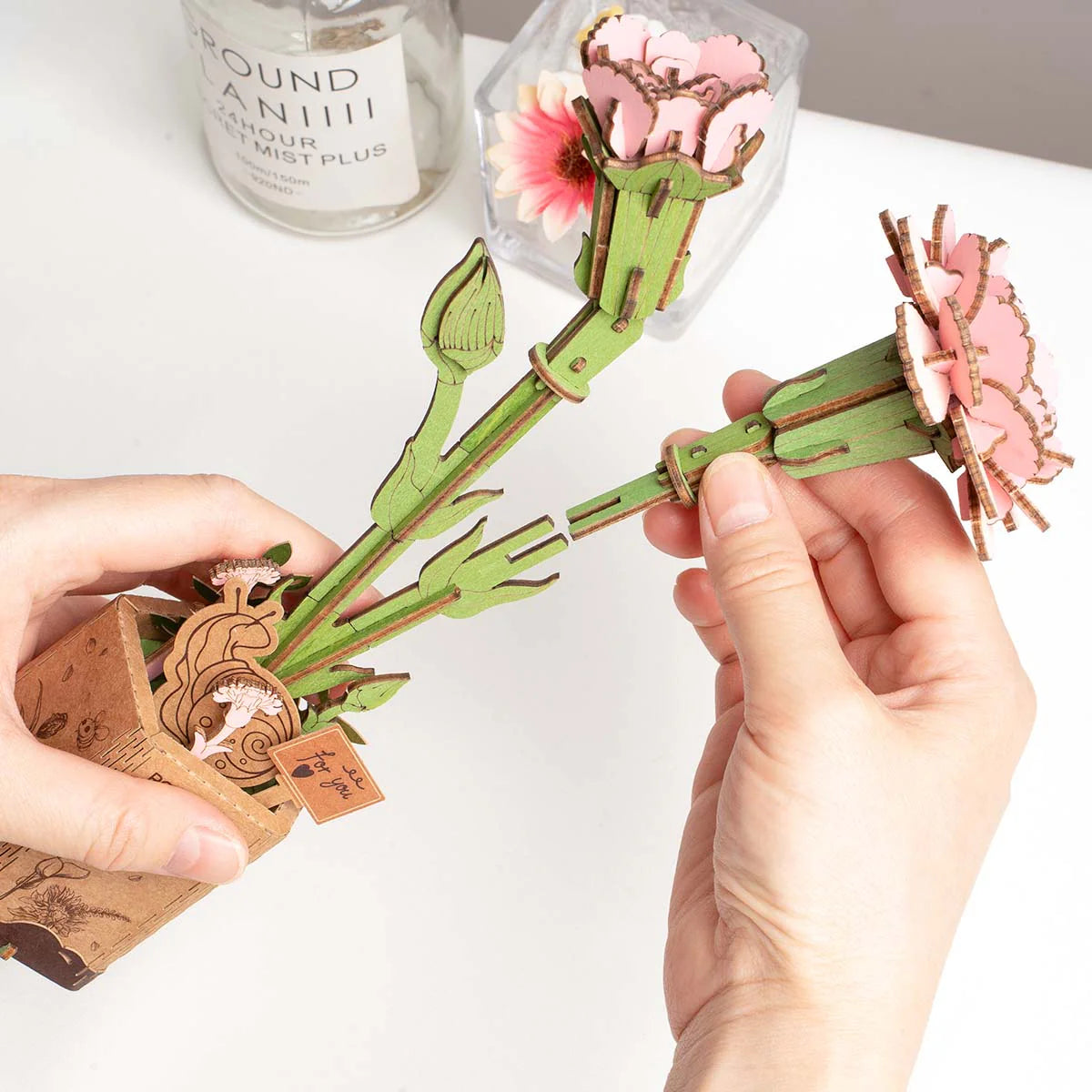 Rowood Pink Carnation DIY Wooden Flower Kit