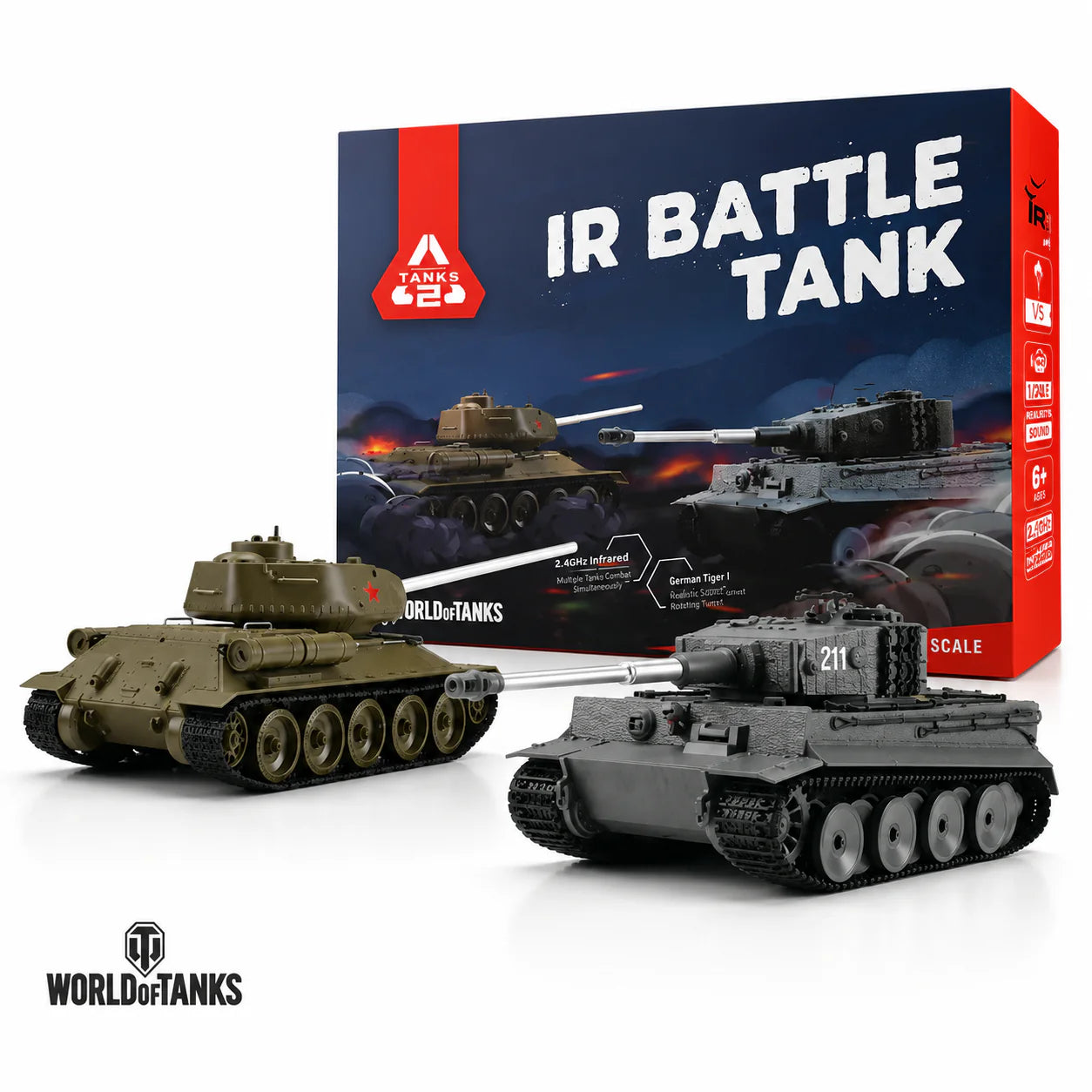 Torro World of Tanks 1/30 Scale IR Tiger I & T-34/85 RC Battle Tank Set