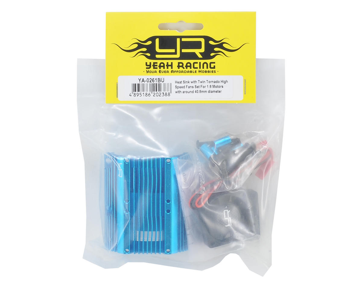 Yeah Racing 1/8 Twin Fan Aluminum Heat Sink w/2 Fans (Blue) (40.8mm diameter)