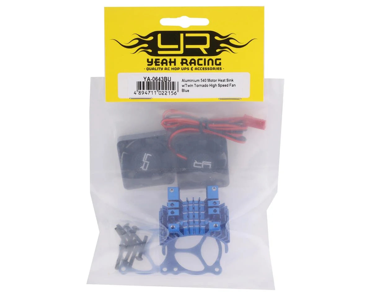 Yeah Racing Aluminum 540/550 Motor Heat Sink w/Twin Tornado Fans (Blue)