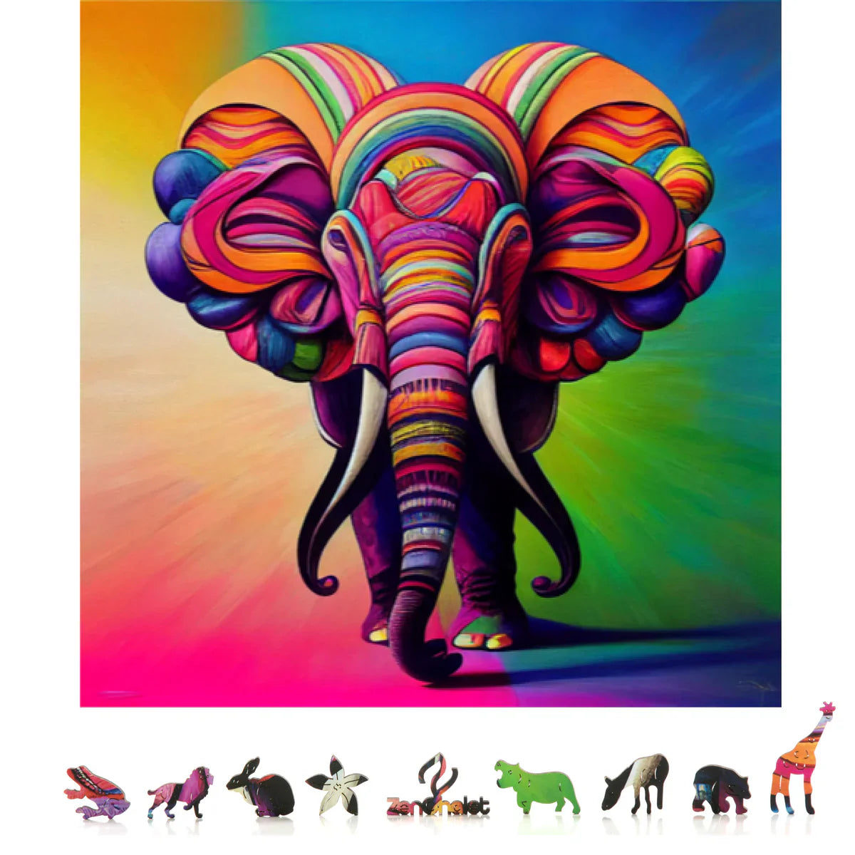 ZenChalet Puzzles Elephant Wooden Jigsaw Puzzle (500 Pcs)