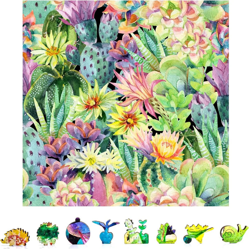 ZenChalet Puzzles Floral Cactus Wooden Jigsaw Puzzle (500 Pcs)
