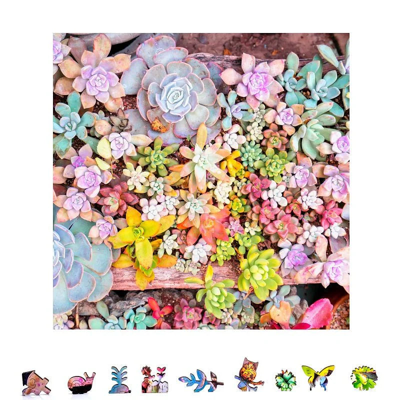 succulents jigsaw ZenChalet Puzzles GS500 Garden Succulents 500 Piece Wooden Puzzle