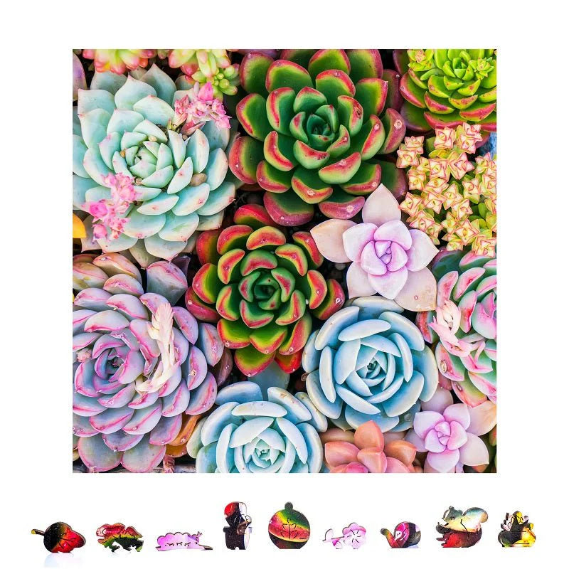 ZenChalet Puzzles Succulent Sensation Wooden Jigsaw Puzzle (500 Pcs)