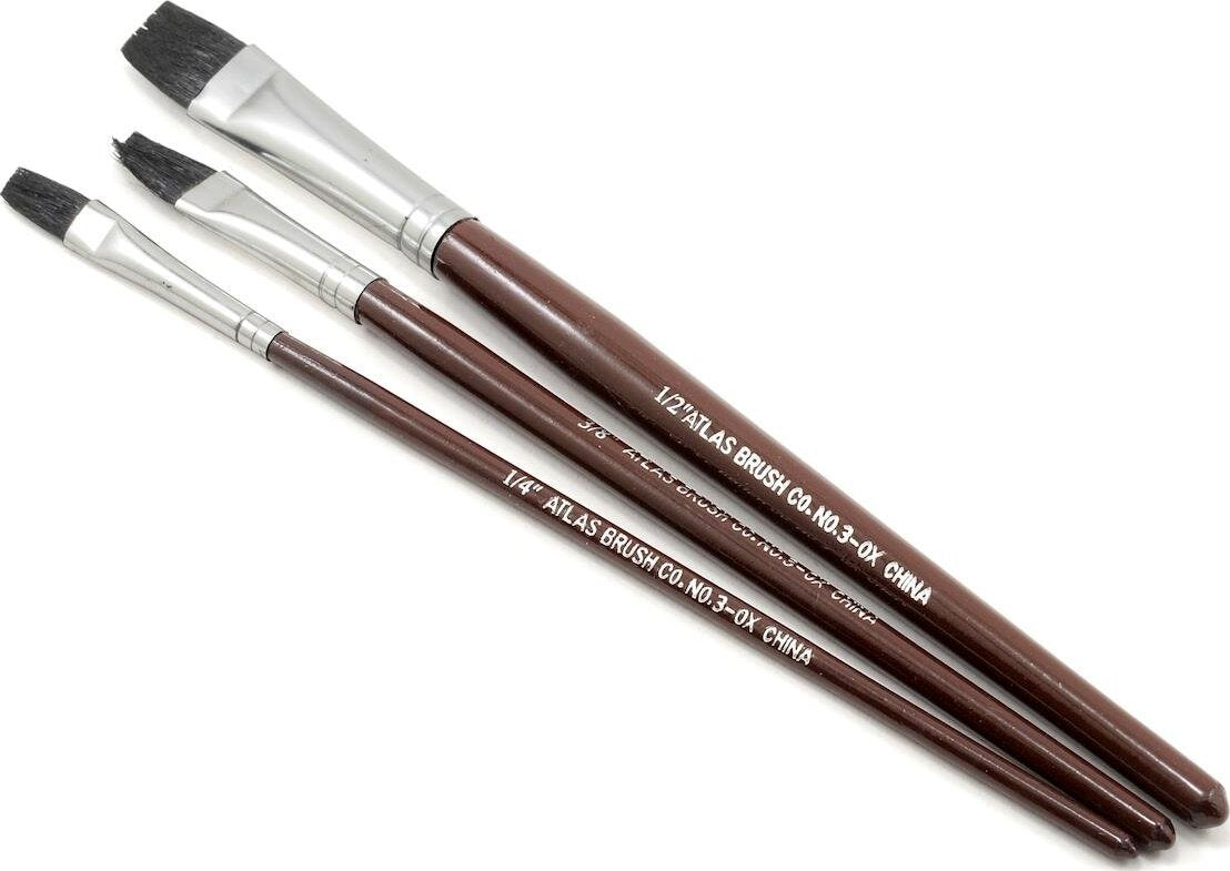 Atlas Brush Flat Ox Hair Brush Set (3)