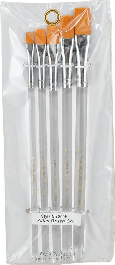 Atlas Brush Golden Taklon Flat Paint Brush Set (5 Sizes)