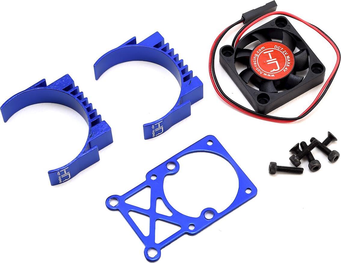Hot Racing Clip-On Two-Piece Motor Heat Sink w/Fan (Blue)