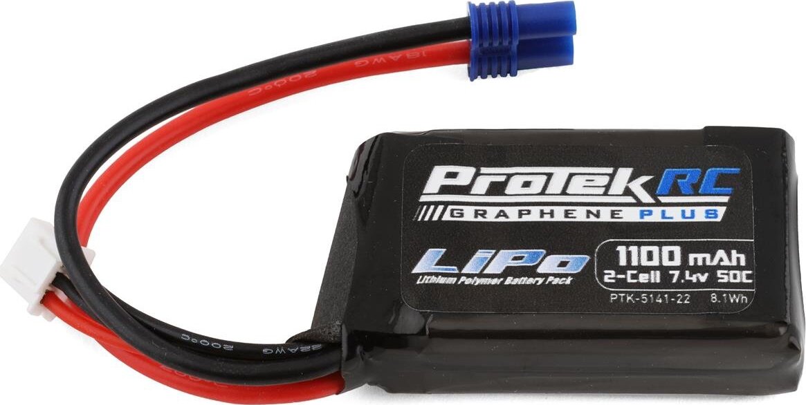 ProTek RC 2S 50C 1100mAh Losi Mini T/B & JRX2 LiPo Battery w/EC2 Connector