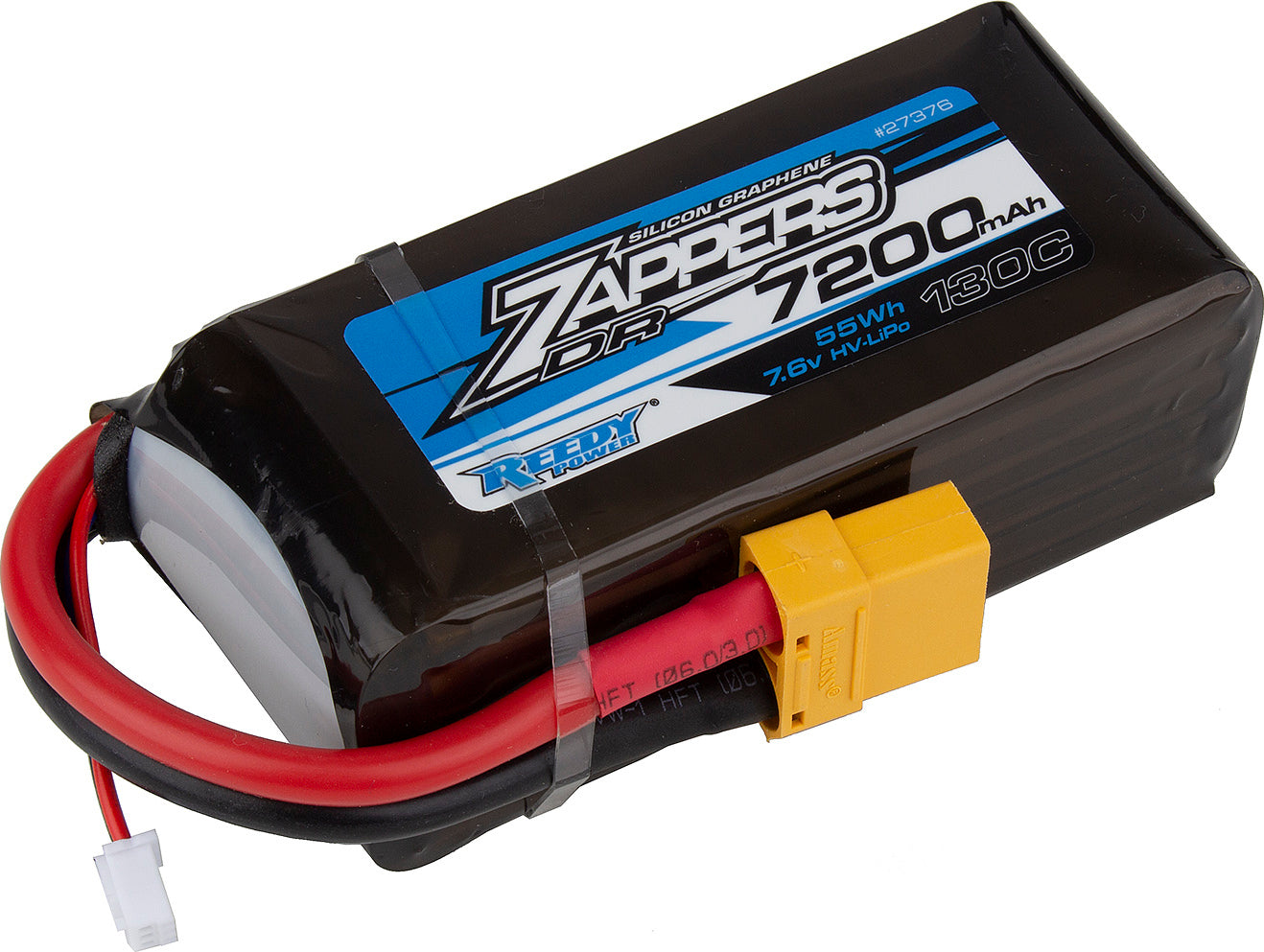 Zappers DR 7200mAh 130C 7.6V Shorty Battery, (soft) w/XT90