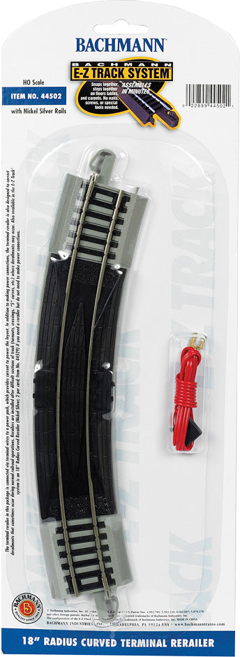 18" Radius Curved Terminal Rerailer W/Wire (1/Card)