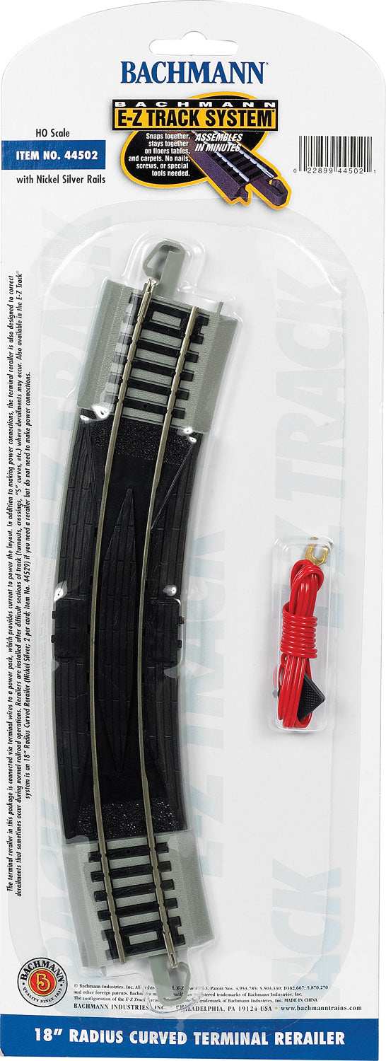 18" Radius Curved Terminal Rerailer W/Wire (1/Card)