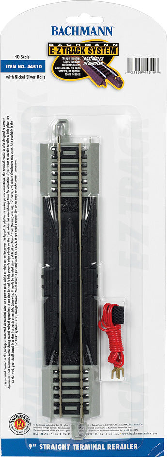9" Straight Terminal Rerailer W/Wire (1/Card)
