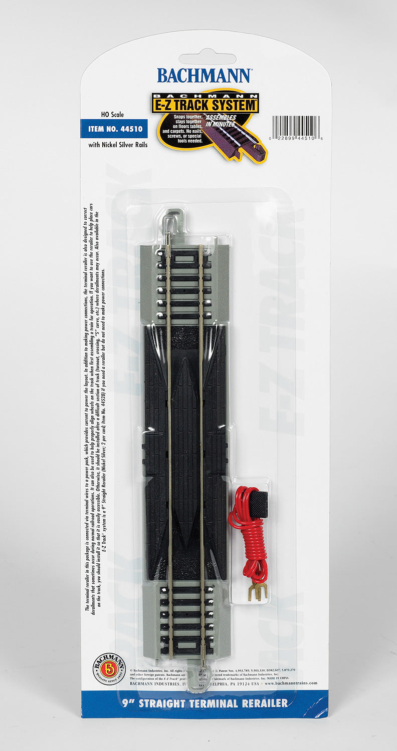 9" Straight Terminal Rerailer W/Wire (1/Card)