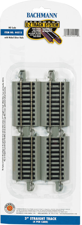 3" Straight Track (4/Card)