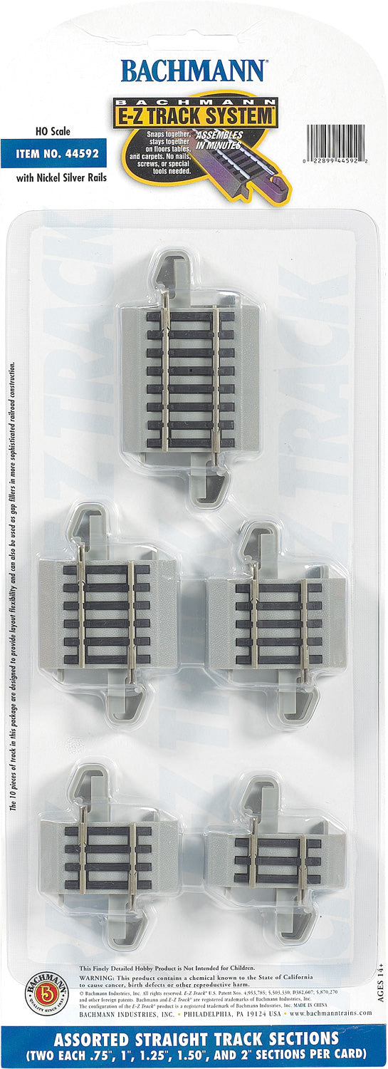 E-Z Track Connector Assortment-Contains 2 Each .75", 1", 1.25", 1.5" And 2" Straight (Card)