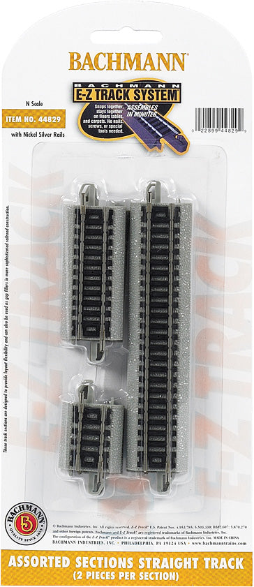 Asst. Sections Straight Track (2 Each 4.50", 2.25" And 1.125" Per Card)