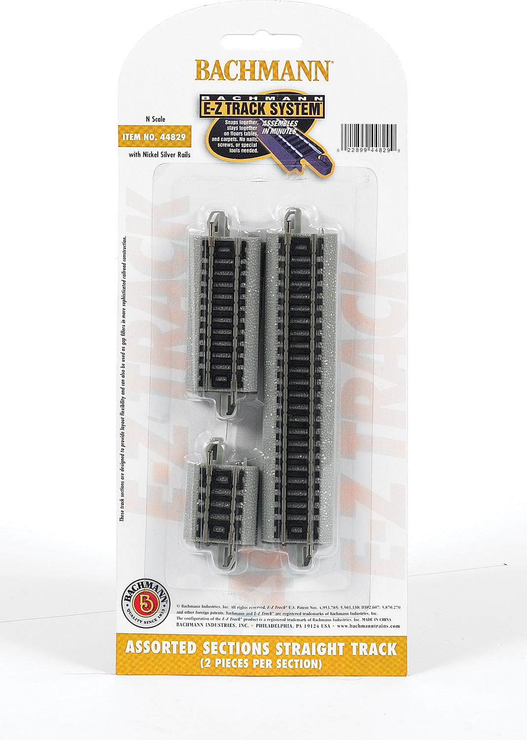 Asst. Sections Straight Track (2 Each 4.50", 2.25" And 1.125" Per Card)