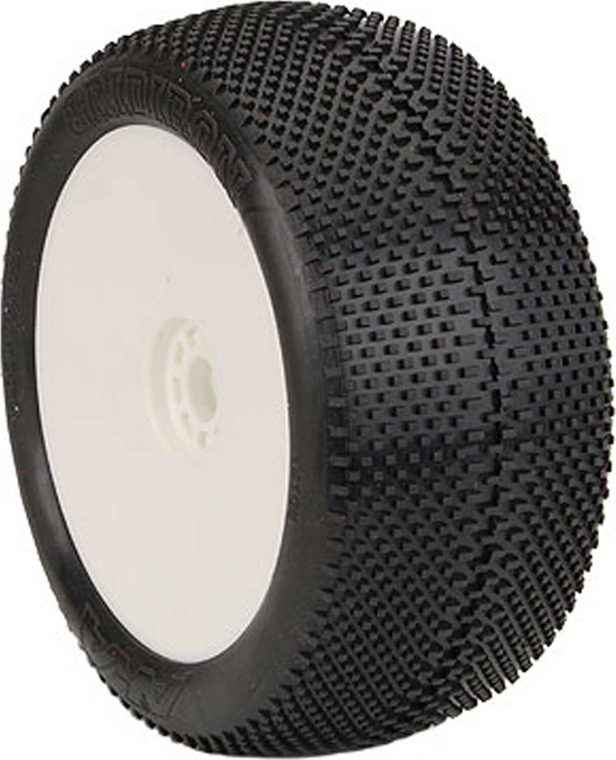 1/8 EVO Gridiron Soft Long Wear Pre-Mounted Tires, White Wheels (2): Truggy