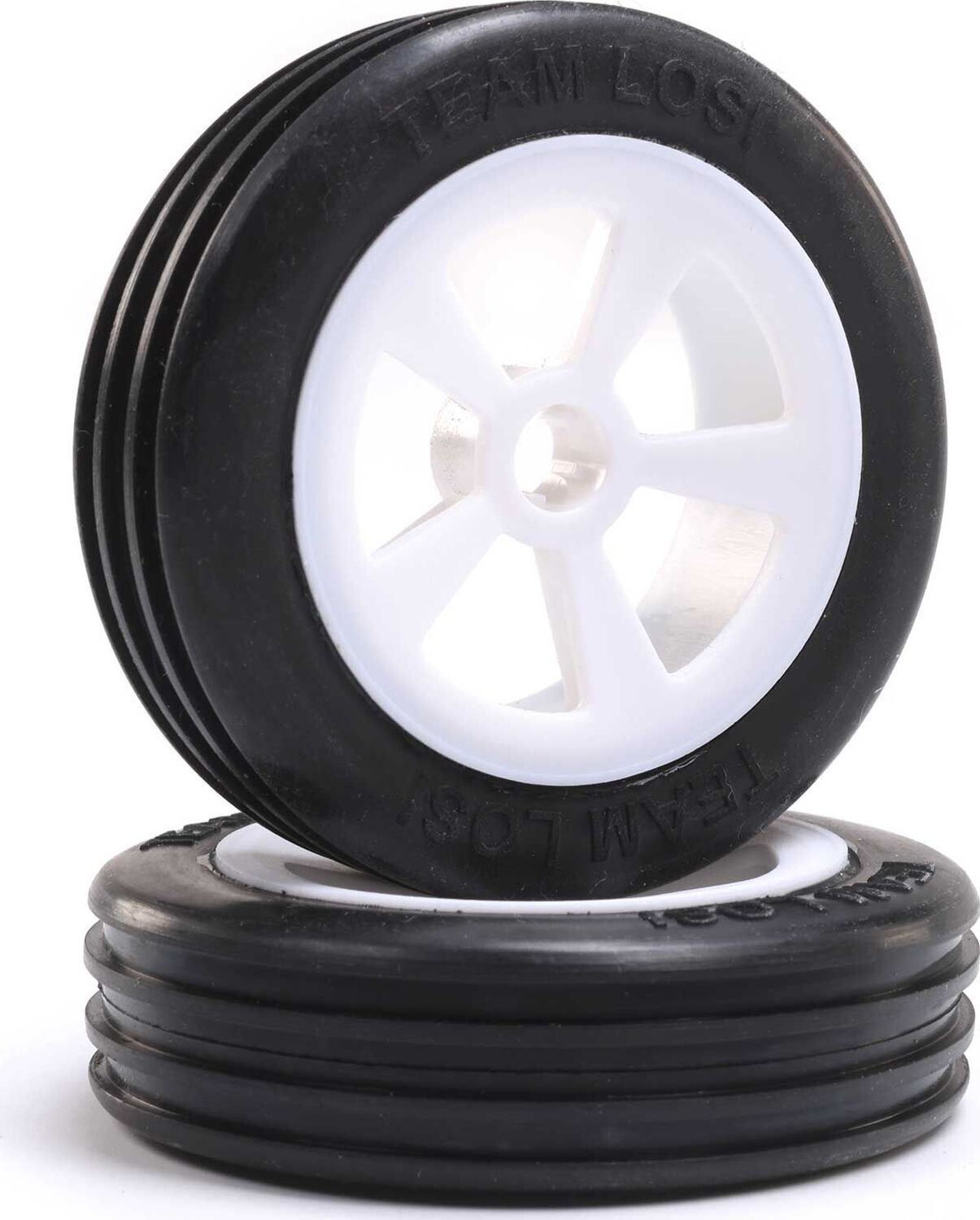Rib Front Tires, Mounted, White (2): Mini JRX2