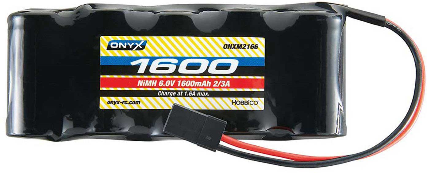 6.0V 1600mAh NiMH 2/3A Receiver Batt: Flat Universal Plg