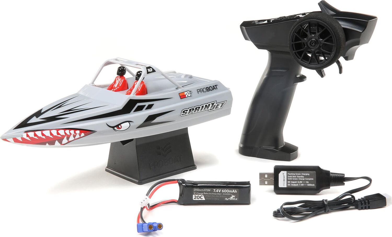 Sprintjet 9" Self-Righting Deep-V Jet Boat Brushed RTR, Silver