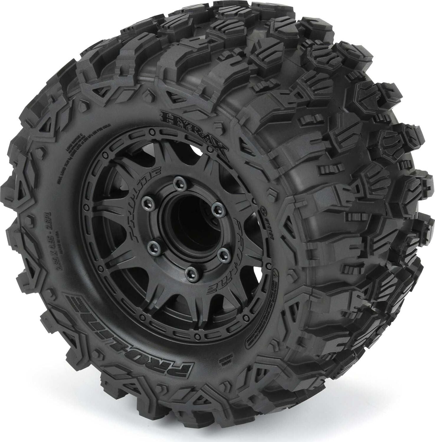 1/10 Hyrax Front/Rear 2.8" MT Tires Mounted 12mm Black Raid (2)
