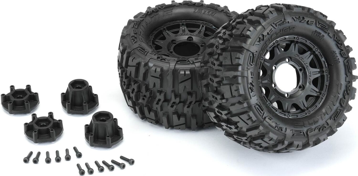 1/10 Trencher Front/Rear 2.8" MT Tires Mounted 12mm Blk Raid (2)