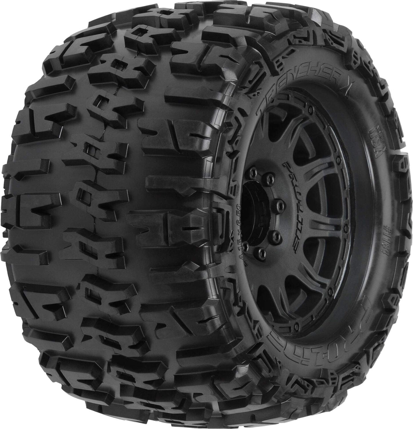 1/8 Trencher X F/R 3.8" MT Tires Mounted 17mm Blk Raid (2)