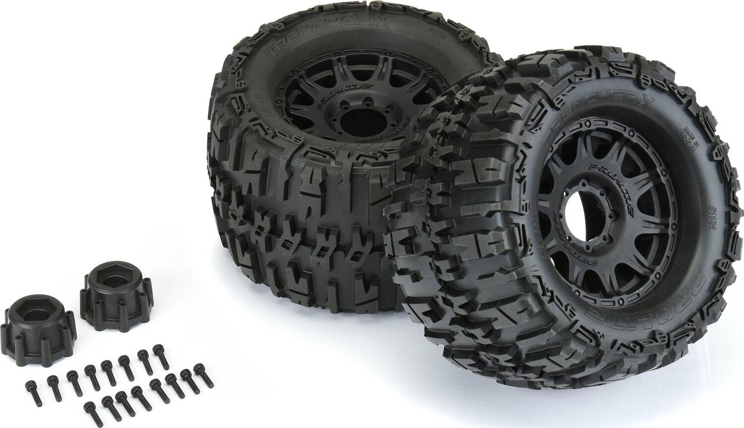 1/8 Trencher X F/R 3.8" MT Tires Mounted 17mm Blk Raid (2)