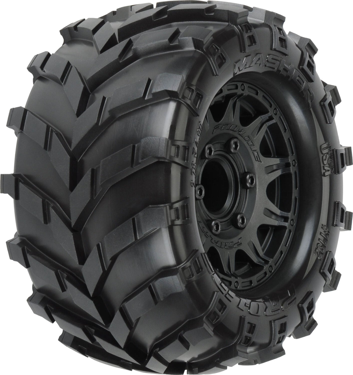 1/10 Masher Front/Rear 2.8" MT Tires Mounted 12mm Blk Raid (2)