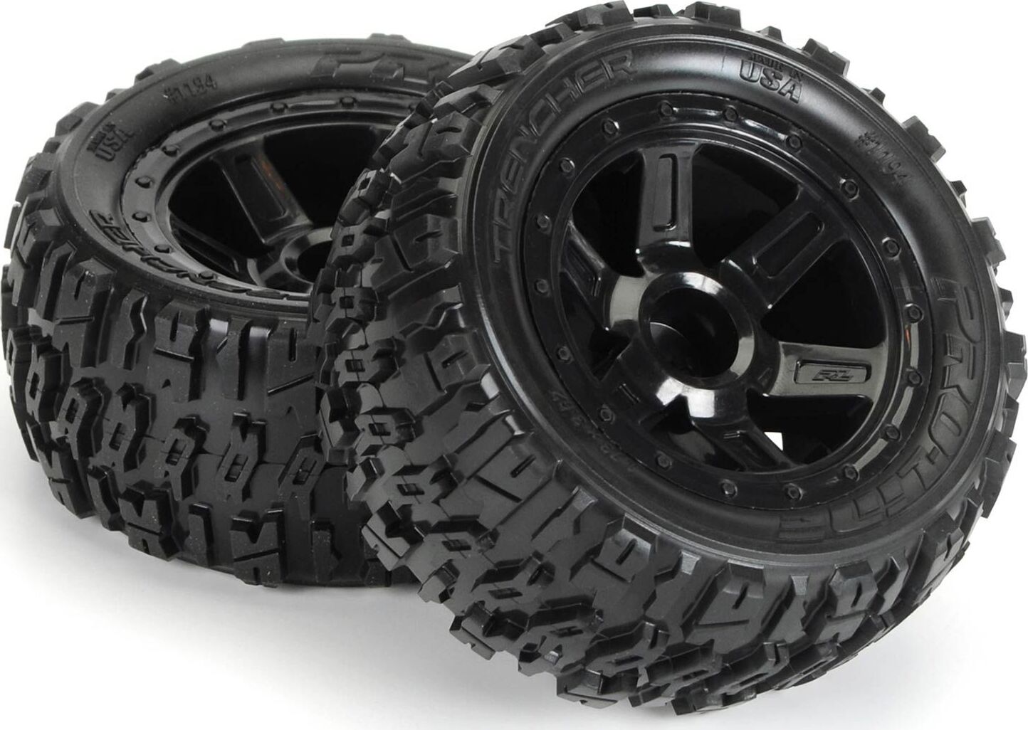 1/16 Trencher M2 Fr/Rr 2.2" Tires Mounted 12mm Blk Desperado (2)