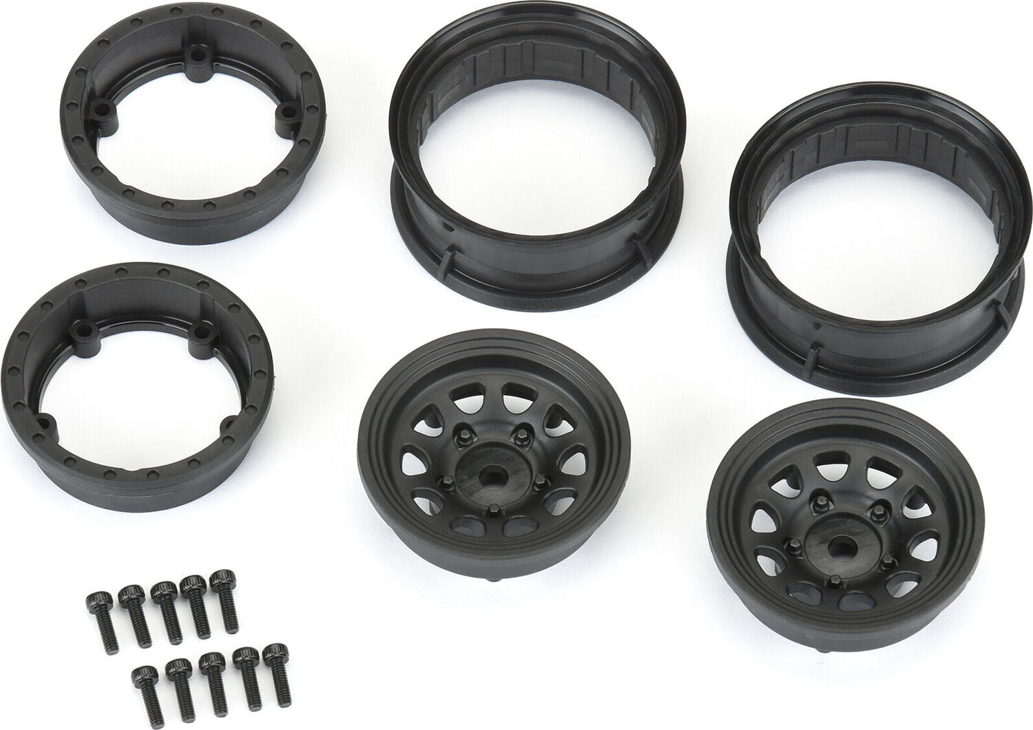 1/10 Keystone Front/Rear 1.55" 12mm Rock Crawler Wheels (2) Black