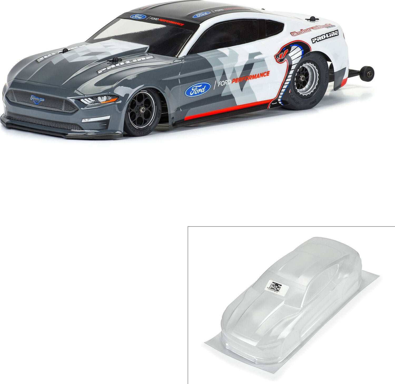 1/16 2021 Ford Mustang Cobra Jet Clear Body: Losi Mini Drag Car