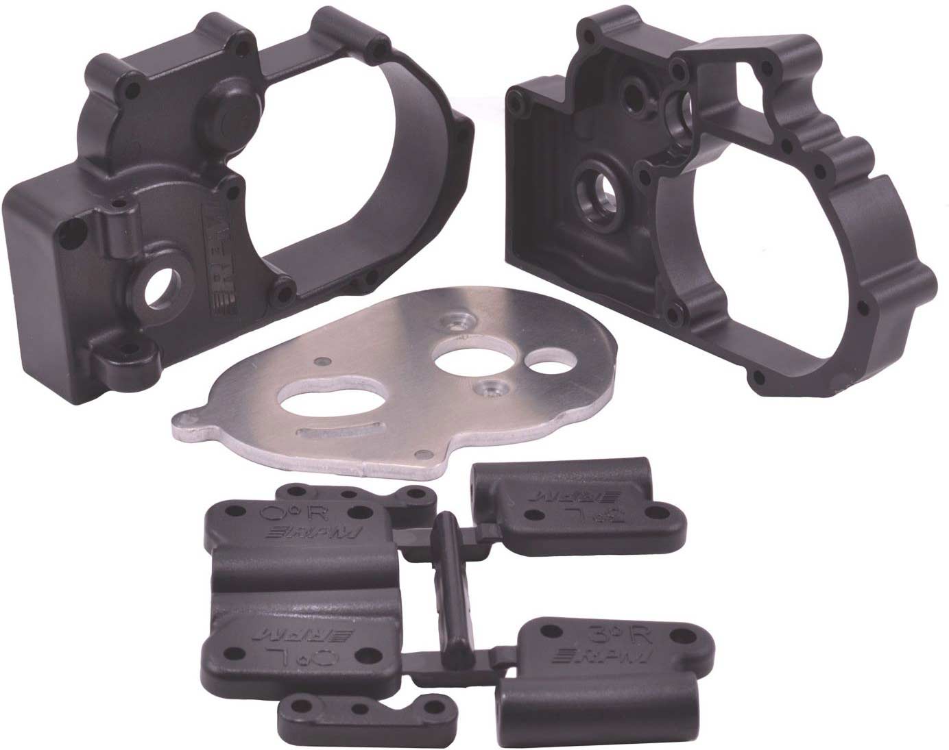 Gearbox Housing and Rear Mounts, Black: TRA 2WD Vehicles