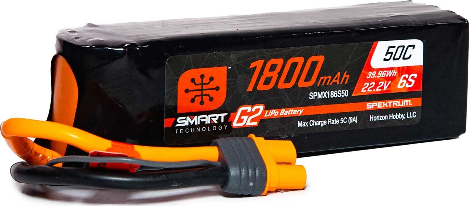22.2V 1800mAh 6S 50C Smart G2 LiPo Battery: IC3