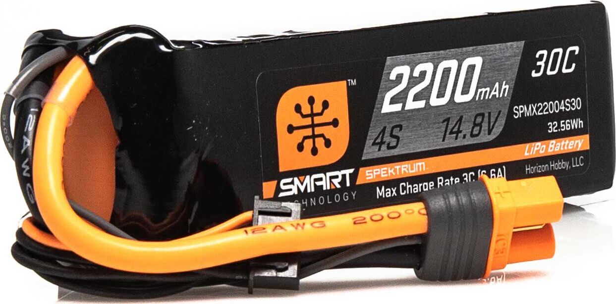 14.8V 2200mAh 4S 30C Smart LiPo Battery: IC3