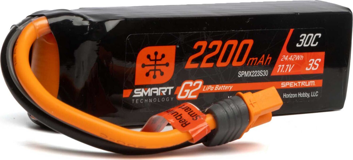 11.1V 2200mAh 3S 30C Smart G2 LiPo Battery: IC3