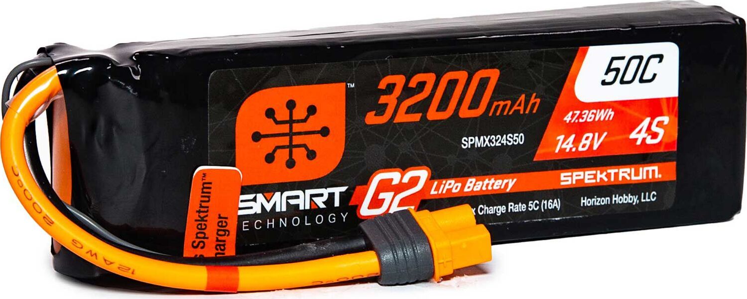 14.8V 3200mAh 4S 50C Smart G2 LiPo Battery: IC3