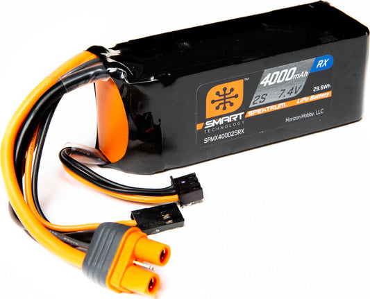 7.4V 4000mAh 2S 15C Smart LiPo Receiver Battery: Universal Receiver, IC3