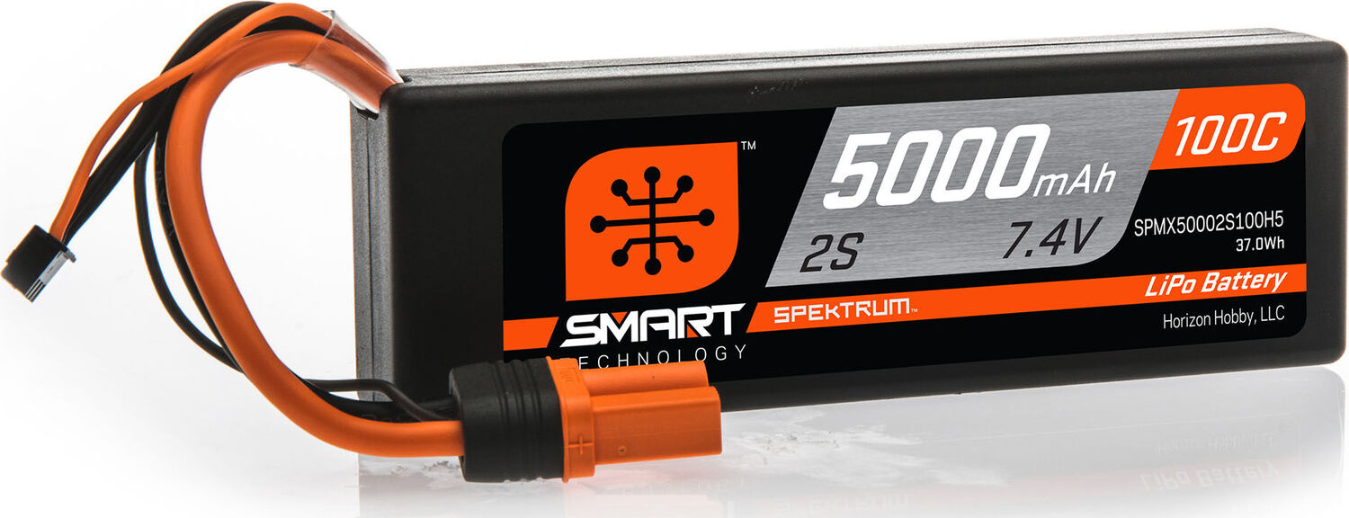 7.4V 5000mAh 2S 100C Smart Hardcase LiPo Battery: IC5