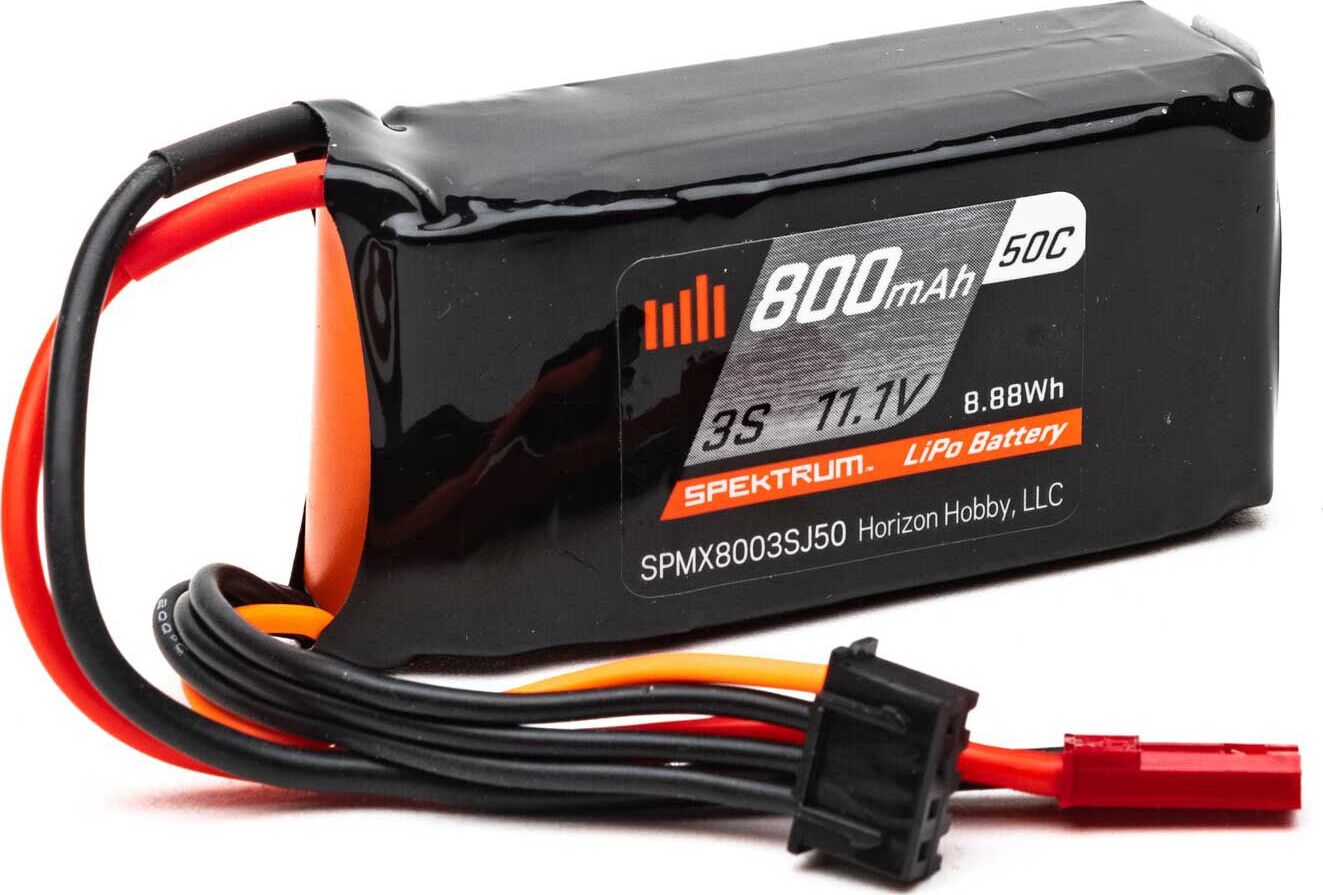 11.1V 800mAh 3S 50C LiPo Battery: JST