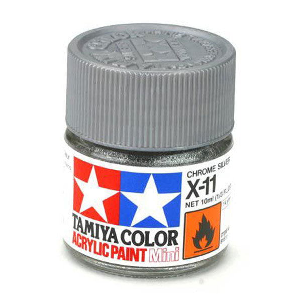 X-11 Chrome Silver Acrylic Paint Mini X11 - Tamiya