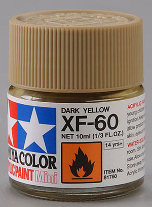 Tamiya XF60 Jaune Foncé Mat – Peinture Acrylique 10 Ml – Modélisme